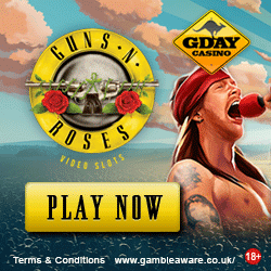 Play the guns and roses slot at Gday online casino